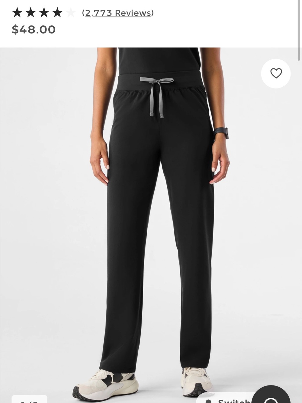Black Livingston Straight Leg Figs Scrub Pant